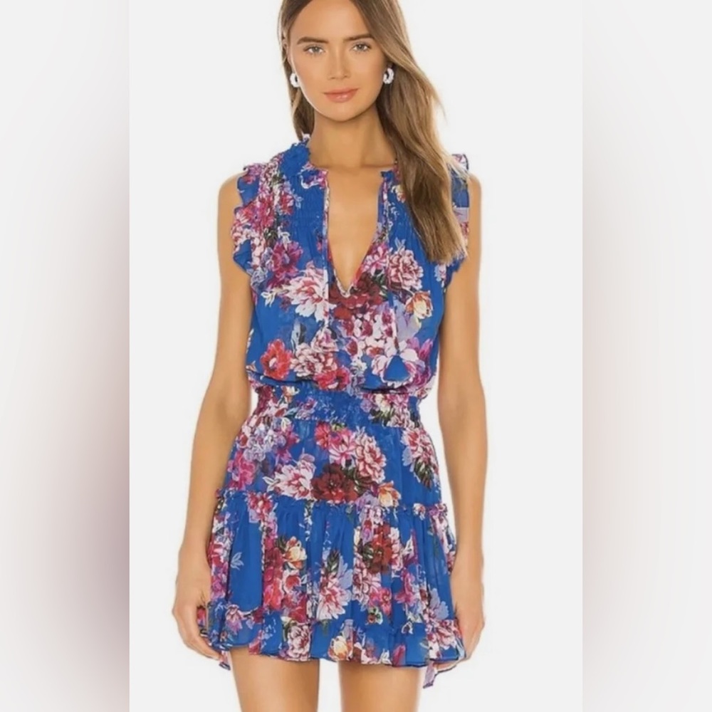 Misa Los Angeles Blue Floral Mini Dress